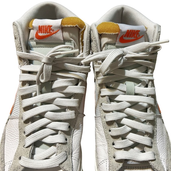 Nike Blazer Mid Size 8 DQ7673-103 White High Top Retro Orange Logo Shoes - Picture 11 of 15